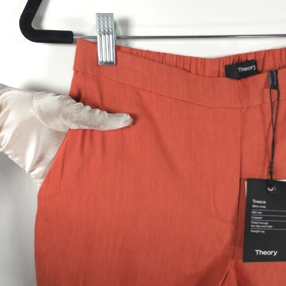 NWT THEORY LINEN Blend TRECCA Slim Crop PULL ON Pants St.N043203R Size 2 - Picture 9 of 13